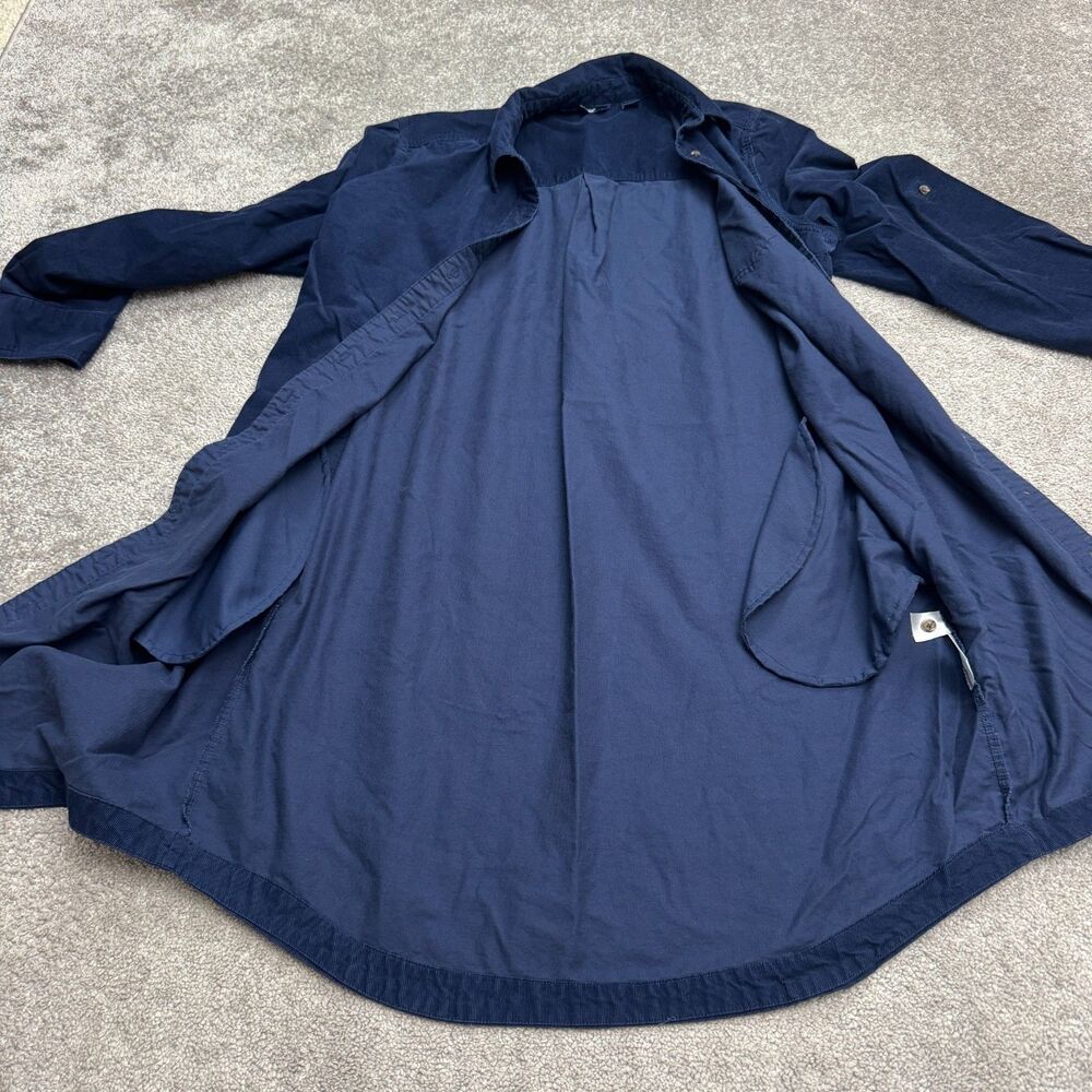 Lands' End Pinwale Corduroy Button Down Midi Shirt Dress Womens Large Navy Blue - Picture 14 of 16